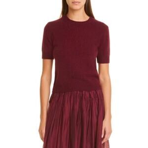 VINCE Short Sleeve Wool Cashmere Sweater Plum Wine Maroon XXS